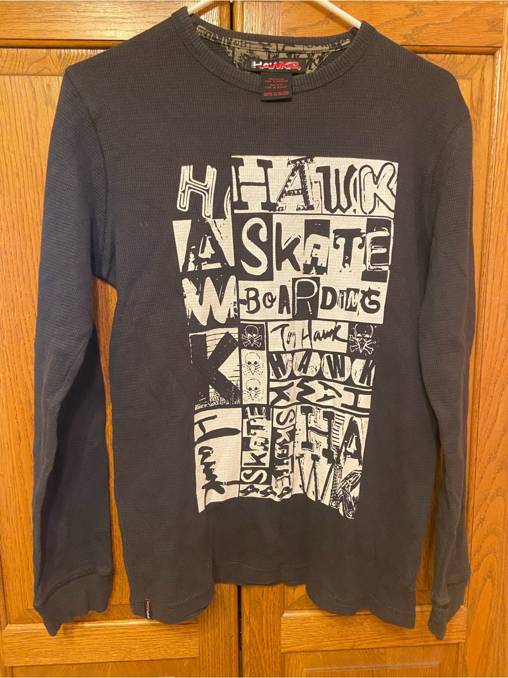 Tony Hawk Black Crewneck Sweater with White Graphic Print